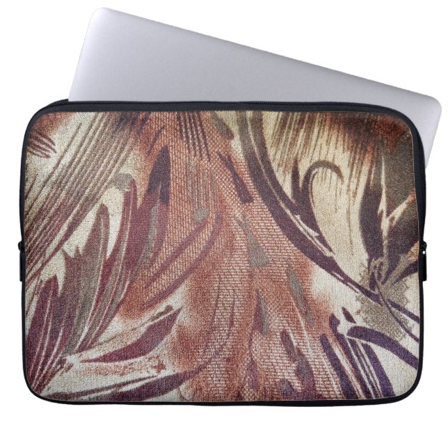 Abstract bruin Floral Design 2 Laptop Sleeve (Voorkant)