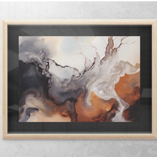 Abstract bruin fluid marmer kunst poster