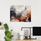 Abstract bruin fluid marmer kunst poster (Thuiskantoor)