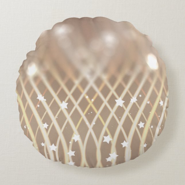 Abstract bruin, golven sterren achtergrond. rond kussen (Voorkant)