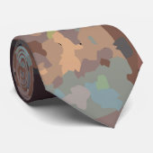 Abstract bruin, grijs, sinaasappel, taupe, blauw b stropdas (Opgerold)