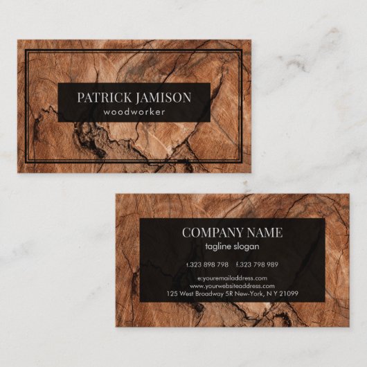 Abstract bruin houten ontwerp visitekaartje (Voorkant / Achterkant)