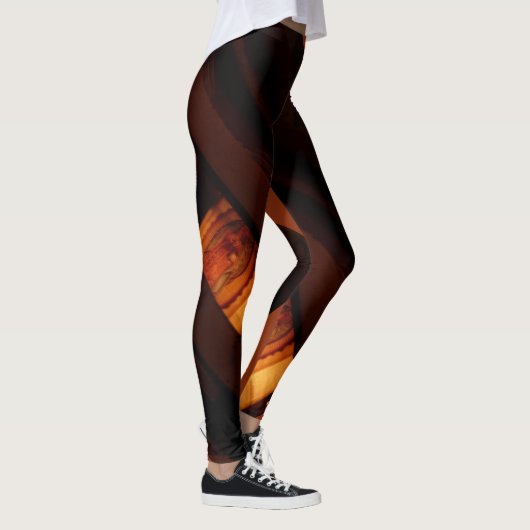 Abstract bruin, roest, goud met naam Mode Leggings (Rechts)