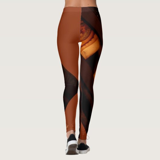 Abstract bruin, roest, goud met naam Mode Leggings (Achterkant)