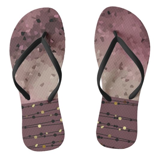 Abstract, bruin, roze, roze bruin teenslippers (Voetbed)