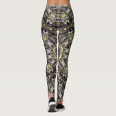Abstract bruin zwart grijs geel caleidoscoop leggings (Achterkant)