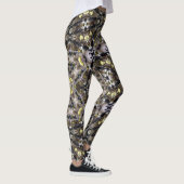 Abstract bruin zwart grijs geel caleidoscoop leggings (Rechts)