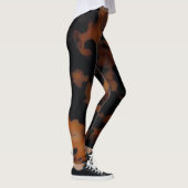 Abstract bruin & zwart textuur chic schildpadpatro leggings (Rechts)