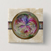 Abstract bubbelmandala met lint vierkante button 5,1 cm (Voorkant)