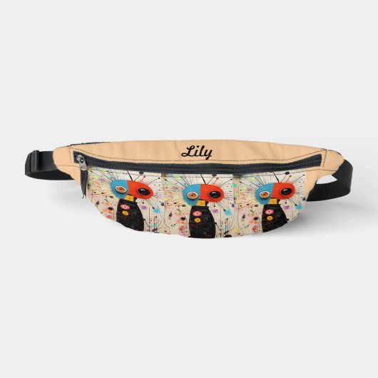 Abstract Bug Fanny Pack in Rood Zwart & Beige Heuptasje (Voorkant)