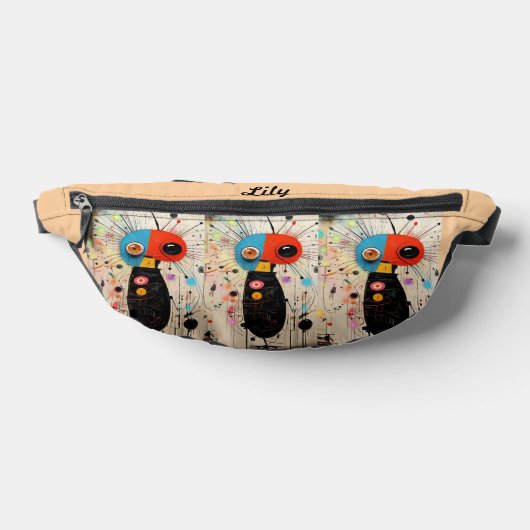 Abstract Bug Fanny Pack in Rood Zwart & Beige Heuptasje (Liggend)