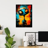 Abstract Buitenaards Expressionistisch Portret Poster (Thuiskantoor)