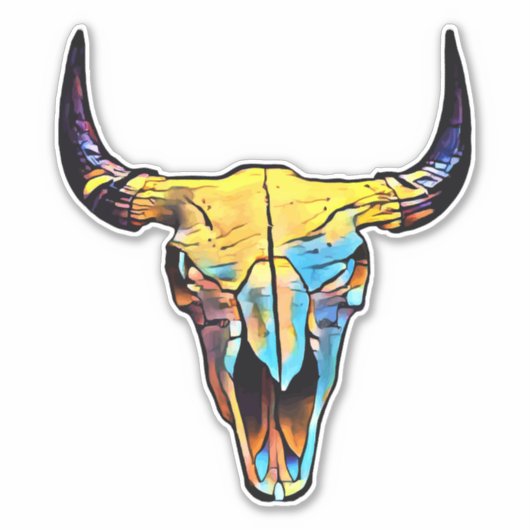 Abstract Bull Bovine Skull Art Sticker (Voorkant)