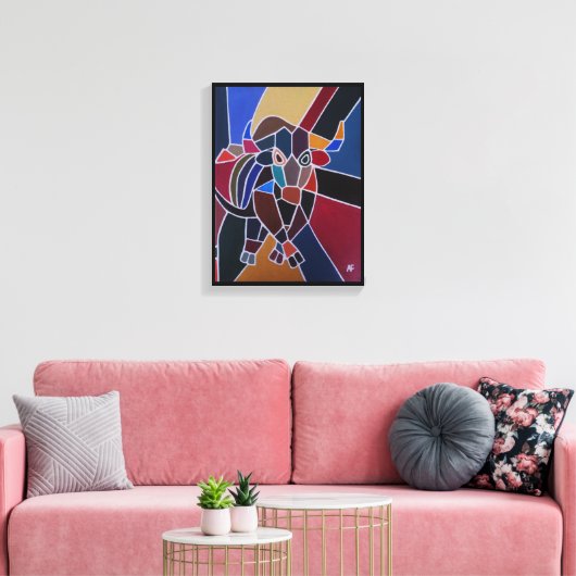 Abstract Bull Painting by Alfred Fox Canvas Afdruk (Insitu (Woonkamer))