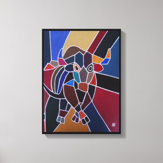 Abstract Bull Painting by Alfred Fox Canvas Afdruk (Voorkant)
