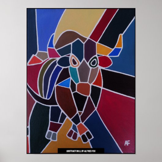 Abstract Bull Painting by Alfred Fox Poster (Voorkant)