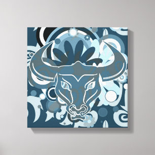 Abstract Bull V2 Wrapped Canvas Afdruk