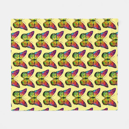 ABSTRACT BUTTERFLES FLEECE DEKEN (Voorkant (Horizontaal))