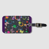 Abstract Butterflies and Geometric Circles Pattern Bagagelabel (Voorkant (horizontaal))