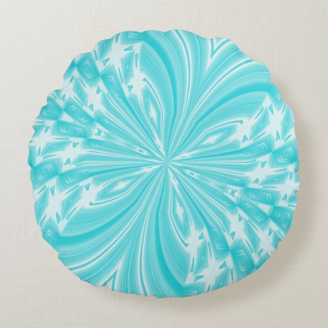 Abstract Butterfly Aqua Round Sierkussen Rond Kussen (Voorkant)