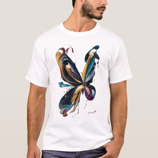 Abstract Butterfly Art – Flowing Color Expression T-shirt (Voorkant)