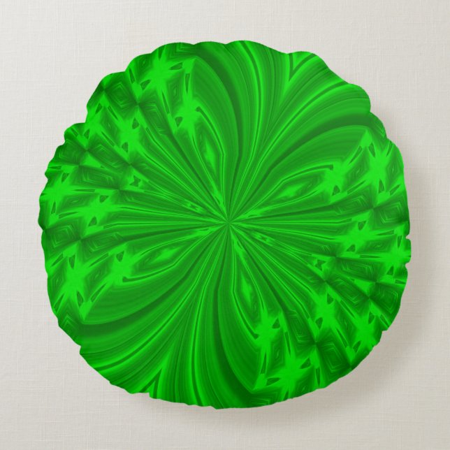 Abstract Butterfly Neon Green Round Sierkussen Rond Kussen (Voorkant)