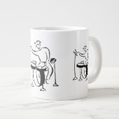 Abstract bw-schetsontwerp van de drummer van de tr grote koffiekop (Voorkant rechts)