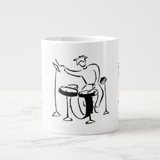 Abstract bw-schetsontwerp van de drummer van de tr grote koffiekop (Voorkant)