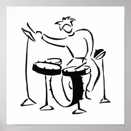 Abstract bw-schetsontwerp van de drummer van de tr poster (Voorkant)
