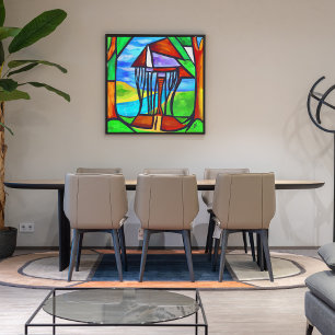 Abstract - Cabine in het bos Foto Afdruk