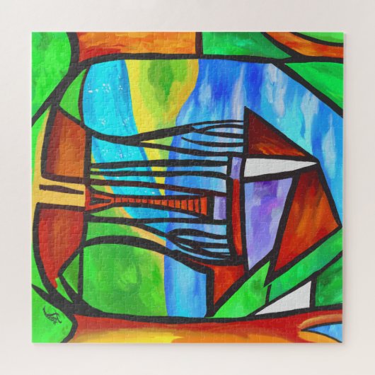 Abstract - Cabine in het bos Legpuzzel (Horizontaal)