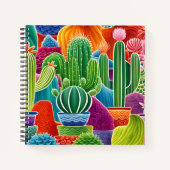 Abstract Cacti-vierkant Notitieboek (Voorkant)