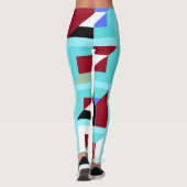 Abstract Cadet Blauw Mozaïekpatroon Leggings (Achterkant)