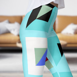 Abstract Cadet Blauw Mozaïekpatroon Leggings