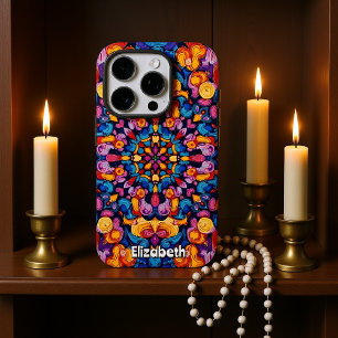 Abstract caleidoscopisch patroon met levendige sym iPhone 16 pro hoesje