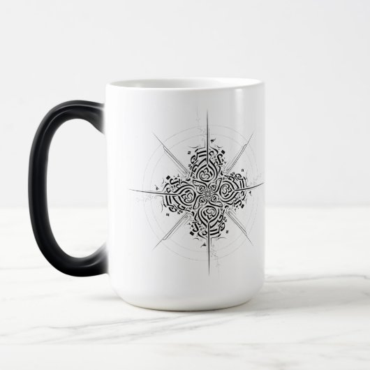 Abstract Calligraphy Compass - Premium Ceramic Mug Magische Mok (Links)