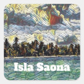 Abstract Caribisch strand Brick Art Isla Saona Vierkante Sticker (Voorkant)