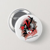 Abstract Carnaval Panman in Rood Wit en Zwart Ronde Button 5,7 Cm (Voorkant /achterkant)