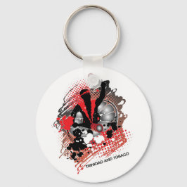 Abstract carnavalpaneel in rood wit en zwart sleutelhanger