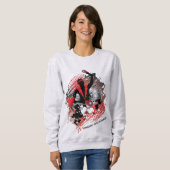 Abstract carnavalpaneel in rood wit en zwart trui (Voorkant volledig)