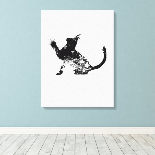 Abstract Cat is touching something Canvas Afdruk (Insitu (Houten vloer))
