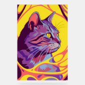 Abstract Cat: Pop Art Psychedelic Swirl Acryl Bord (Voorkant)