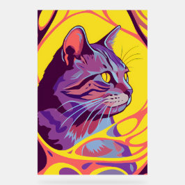Abstract Cat: Pop Art Psychedelic Swirl Acryl Bord