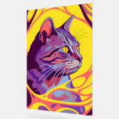 Abstract Cat: Pop Art Psychedelic Swirl Acryl Bord (Hoek)