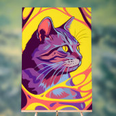 Abstract Cat: Pop Art Psychedelic Swirl Acryl Bord (Neutraal)