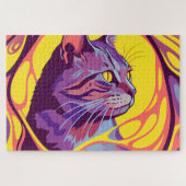 Abstract Cat: Pop Art Psychedelic Swirl Legpuzzel (Horizontaal)