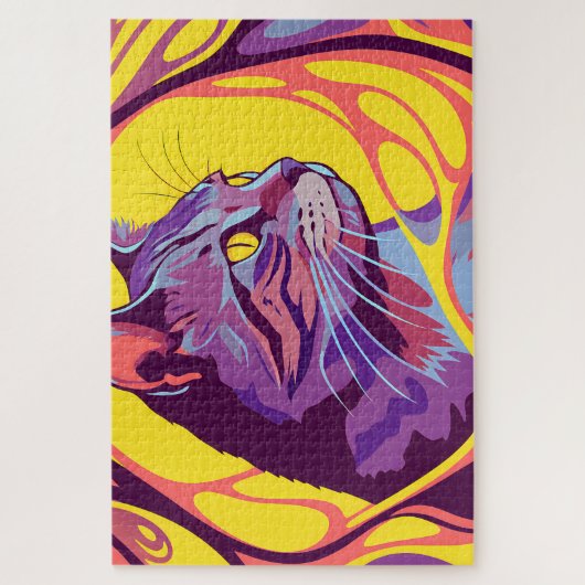 Abstract Cat: Pop Art Psychedelic Swirl Legpuzzel (Verticaal)