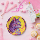 Abstract Cat: Pop Art Psychedelic Swirl Papieren Bordje (Feest)