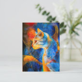 Abstract Cat Portrait Amidst Galactic Wonders Briefkaart (Staand voorkant)