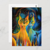 Abstract Cat Portrait Amidst Galactic Wonders Briefkaart (Voorkant / Achterkant)